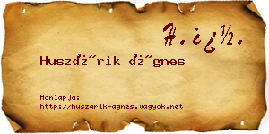 Huszárik Ágnes névjegykártya